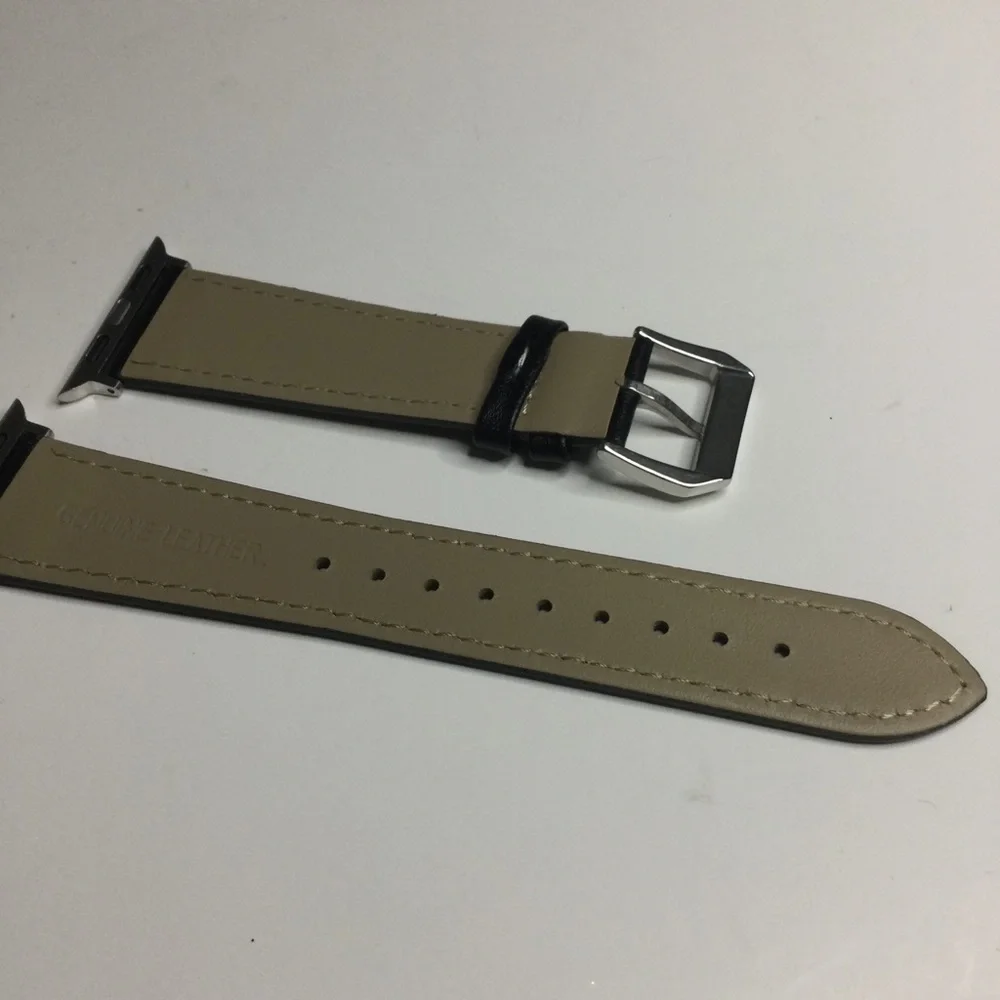 POSH TECH STITCHED LEATHER STRAP BAND FOR APPLE WATCH 38/40 BLACK UNISEX NWT